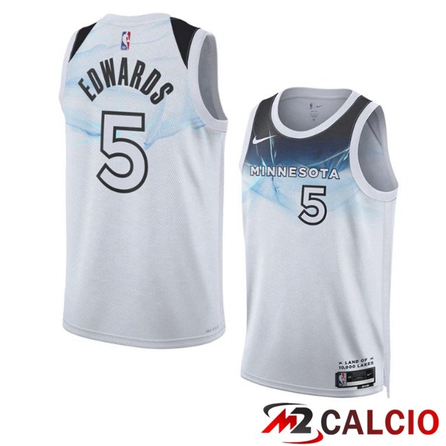 Maglie Calcio Personalizzate,Tute Calcio Squadre,Maglia Nazionale Italiana Calcio | Maglia NBA Minnesota Timberwolves (Anthony Edwards 5) Bianco 2024/2025