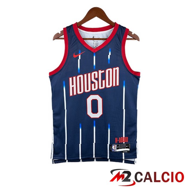 Maglie Calcio Personalizzate,Tute Calcio Squadre,Maglia Nazionale Italiana Calcio | Maglia NBA Houston Rockets (Russell Westbrook 0) Blu Reale 2022/2023