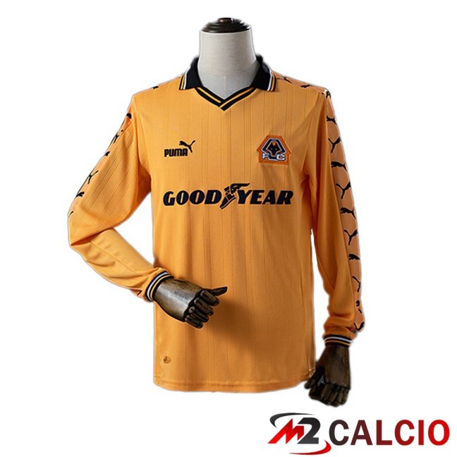 Maglie Calcio Personalizzate,Tute Calcio Squadre,Maglia Nazionale Italiana Calcio | Maglie Calcio Wolves Retro Prima Manica Lunga Giallo 1998-1999