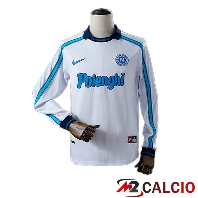 Maglie Calcio Personalizzate,Tute Calcio Squadre,Maglia Nazionale Italiana Calcio | Maglie Calcio SSC Napoli Retro Seconda Manica Lunga Bianco 1998-1999