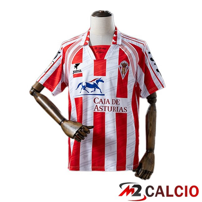 Maglie Calcio Personalizzate,Tute Calcio Squadre,Maglia Nazionale Italiana Calcio | Maglie Calcio Sporting Gijon Retro Prima Rosso Bianco 1995-1996