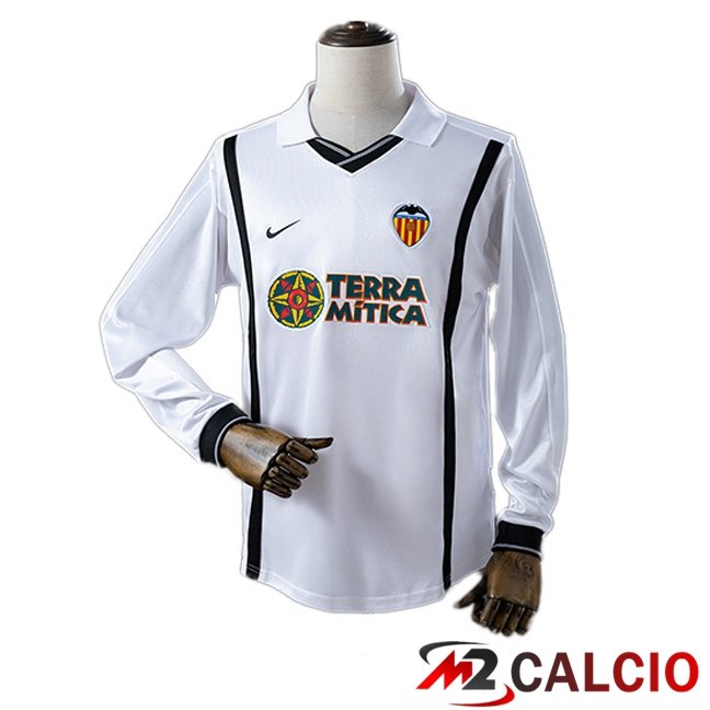 Maglie Calcio Personalizzate,Tute Calcio Squadre,Maglia Nazionale Italiana Calcio | Maglie Calcio Valencia CF Retro Prima Manica Lunga Bianco 2000-2001