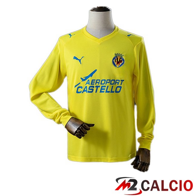 Maglie Calcio Personalizzate,Tute Calcio Squadre,Maglia Nazionale Italiana Calcio | Maglie Calcio Villarreal Retro Prima Manica Lunga Giallo 2008-2009