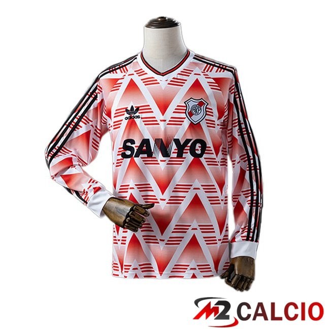 Maglie Calcio Personalizzate,Tute Calcio Squadre,Maglia Nazionale Italiana Calcio | Maglie Calcio River Plate Retro Seconda Manica Lunga Arancia Bianco 1992-1993