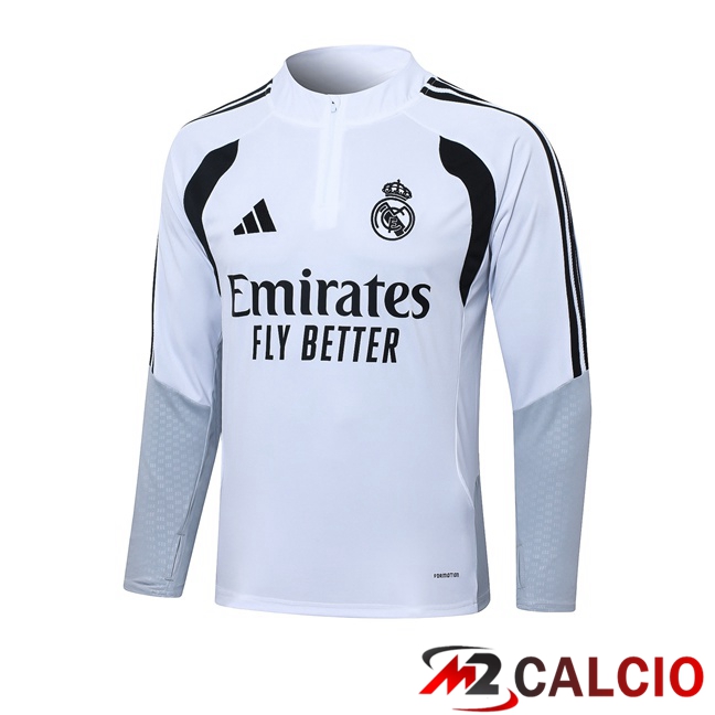 Maglie Calcio Personalizzate,Tute Calcio Squadre,Maglia Nazionale Italiana Calcio | Felpa Allenamento Real Madrid Bianco 2026/2027