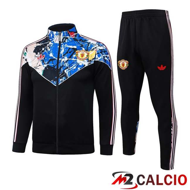 Maglie Calcio Personalizzate,Tute Calcio Squadre,Maglia Nazionale Italiana Calcio | Insieme Tuta Calcio - Giacca Manchester United Blu Nero 2026/2027