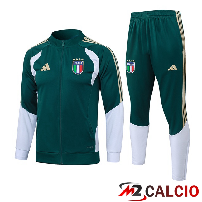 Maglie Calcio Personalizzate,Tute Calcio Squadre,Maglia Nazionale Italiana Calcio | Insieme Tuta Calcio - Giacca Italia Verde 2026/2027