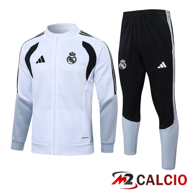 Maglie Calcio Personalizzate,Tute Calcio Squadre,Maglia Nazionale Italiana Calcio | Insieme Tuta Calcio - Giacca Real Madrid Bianco 2026/2027
