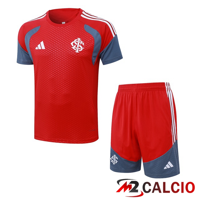 Maglie Calcio Personalizzate,Tute Calcio Squadre,Maglia Nazionale Italiana Calcio | Insieme T Shirt Allenamento SC Internazionale + Pantaloncini Rosso 2026/2027