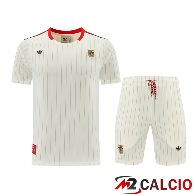 Maglie Calcio Personalizzate,Tute Calcio Squadre,Maglia Nazionale Italiana Calcio | Insieme T Shirt Allenamento S.L Benfica + Pantaloncini Bianco 2026/2027