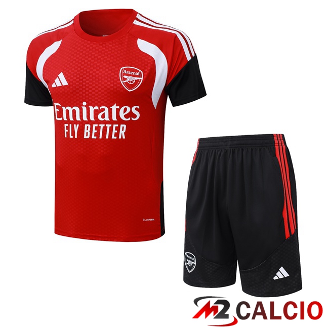 Maglie Calcio Personalizzate,Tute Calcio Squadre,Maglia Nazionale Italiana Calcio | Insieme T Shirt Allenamento Arsenal + Pantaloncini Rosso 2026/2027