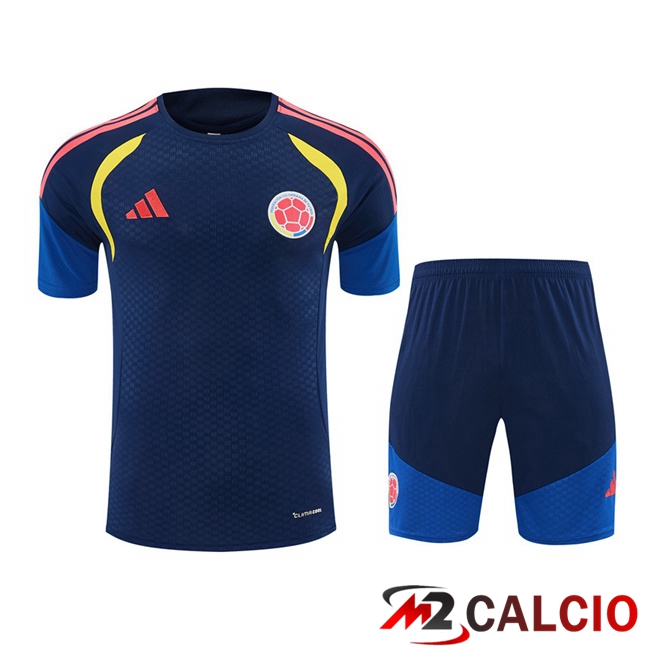 Maglie Calcio Personalizzate,Tute Calcio Squadre,Maglia Nazionale Italiana Calcio | Insieme T Shirt Allenamento Colombia + Pantaloncini Blu Reale 2026/2027