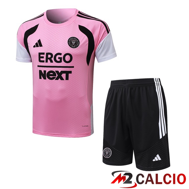 Maglie Calcio Personalizzate,Tute Calcio Squadre,Maglia Nazionale Italiana Calcio | Insieme T Shirt Allenamento Inter Miami CF + Pantaloncini Rosa 2026/2027
