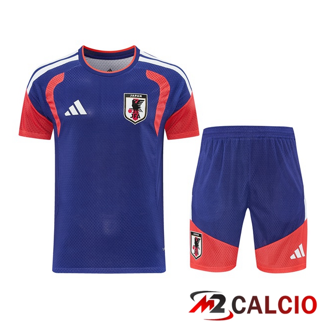 Maglie Calcio Personalizzate,Tute Calcio Squadre,Maglia Nazionale Italiana Calcio | Insieme T Shirt Allenamento Giappone + Pantaloncini Blu Reale 2026/2027