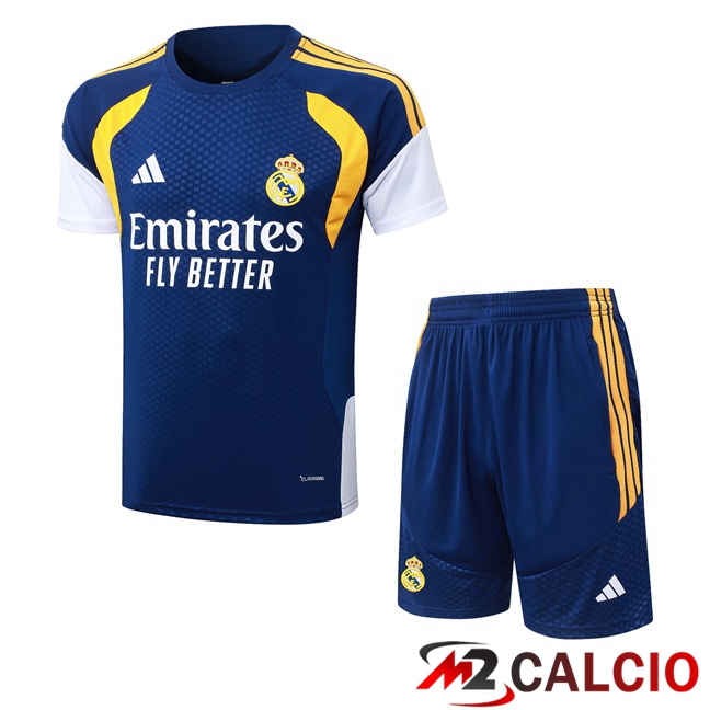 Maglie Calcio Personalizzate,Tute Calcio Squadre,Maglia Nazionale Italiana Calcio | Insieme T Shirt Allenamento Real Madrid + Pantaloncini Blu Reale 2026/2027