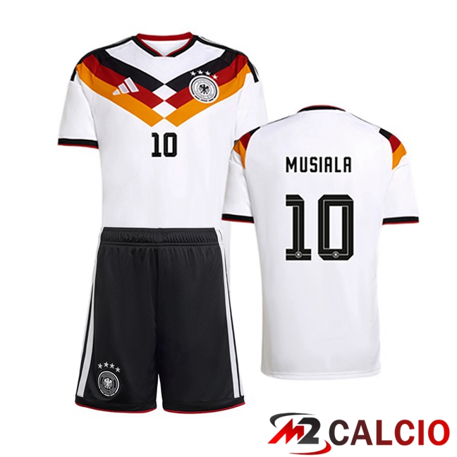 Maglie Calcio Personalizzate,Tute Calcio Squadre,Maglia Nazionale Italiana Calcio | Maglie Calcio Germania (MUSIALA 10) Bambino Prima Bianco 2026/2027