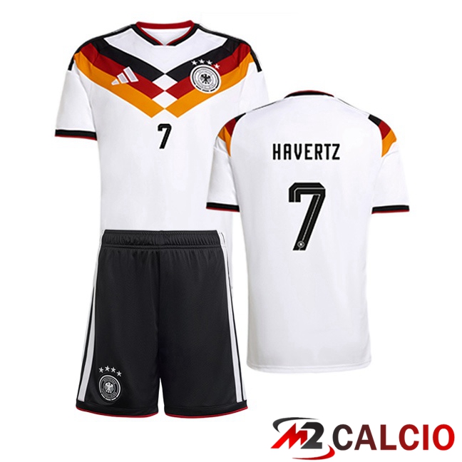 Maglie Calcio Personalizzate,Tute Calcio Squadre,Maglia Nazionale Italiana Calcio | Maglie Calcio Germania (HAVERTZ 7) Bambino Prima Bianco 2026/2027