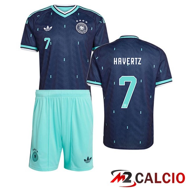 Maglie Calcio Personalizzate,Tute Calcio Squadre,Maglia Nazionale Italiana Calcio | Maglie Calcio Germania (HAVERTZ 7) Bambino Seconda Blu Reale 2026/2027