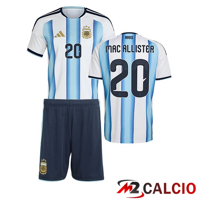Maglie Calcio Personalizzate,Tute Calcio Squadre,Maglia Nazionale Italiana Calcio | Maglie Calcio Argentina (MAC ALLISTER 20) Bambino Prima Blu Bianco 2026/2027
