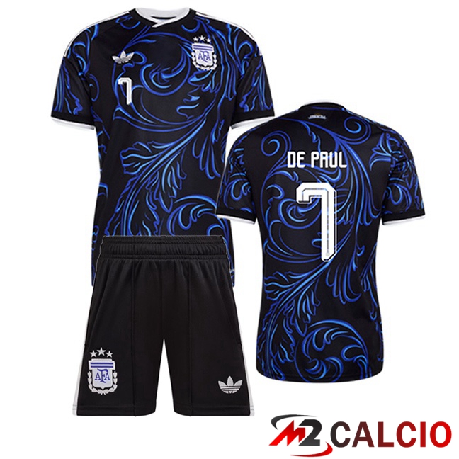 Maglie Calcio Personalizzate,Tute Calcio Squadre,Maglia Nazionale Italiana Calcio | Maglie Calcio Argentina (DE PAUL 7) Bambino Seconda Blu Reale 2026/2027