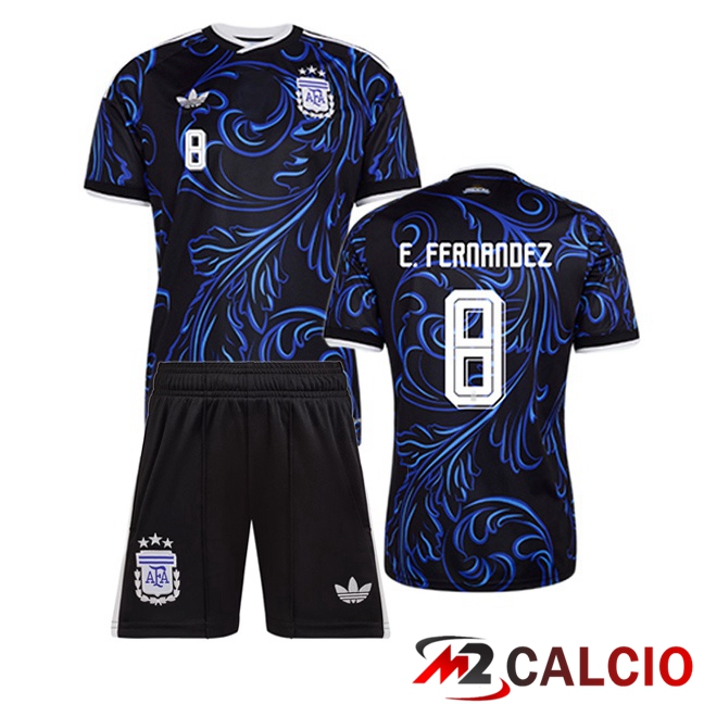 Maglie Calcio Personalizzate,Tute Calcio Squadre,Maglia Nazionale Italiana Calcio | Maglie Calcio Argentina (E. FERNANDEZ 8) Bambino Seconda Blu Reale 2026/2027