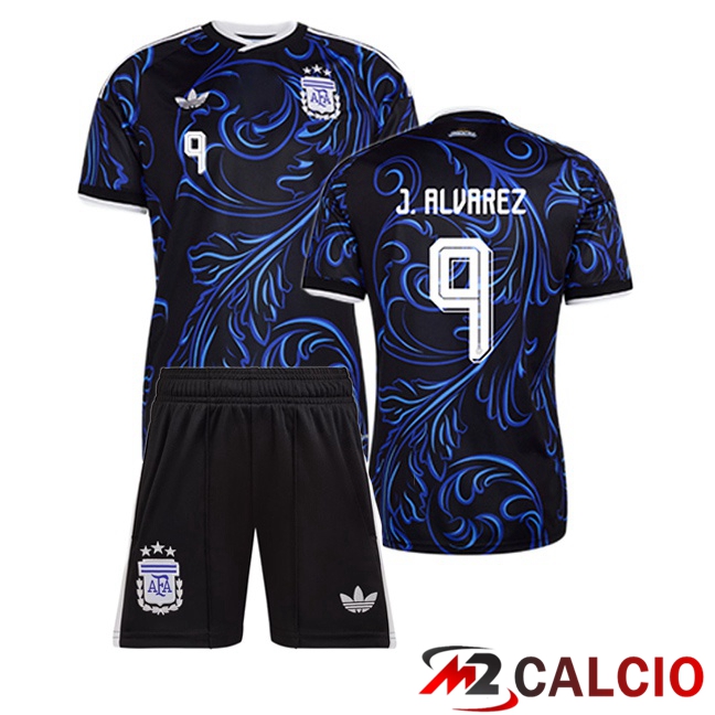 Maglie Calcio Personalizzate,Tute Calcio Squadre,Maglia Nazionale Italiana Calcio | Maglie Calcio Argentina (J.ALVAREZ 9) Bambino Seconda Blu Reale 2026/2027