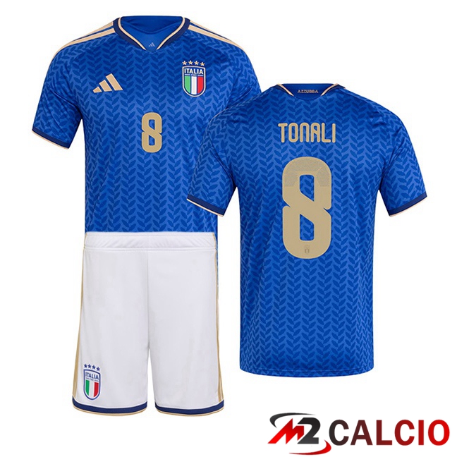 Maglie Calcio Personalizzate,Tute Calcio Squadre,Maglia Nazionale Italiana Calcio | Maglie Calcio Italia (TONALI 8) Bambino Prima Blu 2026/2027