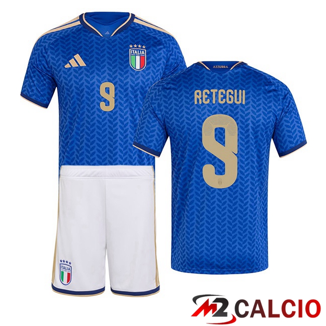 Maglie Calcio Personalizzate,Tute Calcio Squadre,Maglia Nazionale Italiana Calcio | Maglie Calcio Italia (RETEGUI 9) Bambino Prima Blu 2026/2027