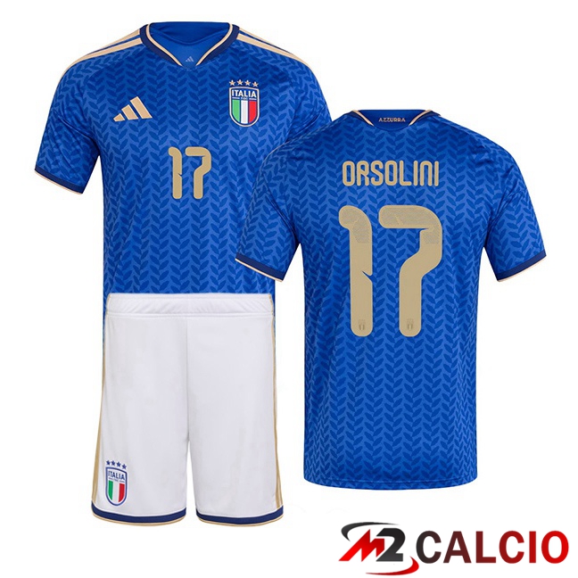 Maglie Calcio Personalizzate,Tute Calcio Squadre,Maglia Nazionale Italiana Calcio | Maglie Calcio Italia (ORSOLINI 17) Bambino Prima Blu 2026/2027
