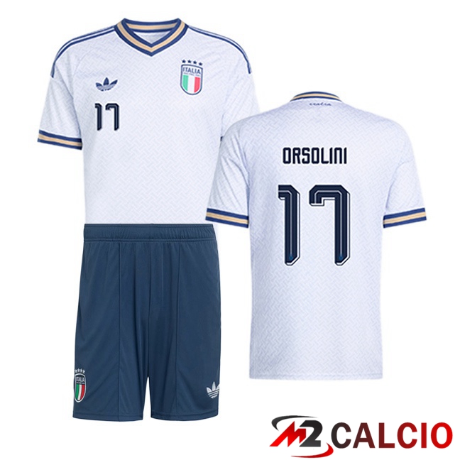 Maglie Calcio Personalizzate,Tute Calcio Squadre,Maglia Nazionale Italiana Calcio | Maglie Calcio Italia (ORSOLINI 17) Bambino Seconda Bianco 2026/2027