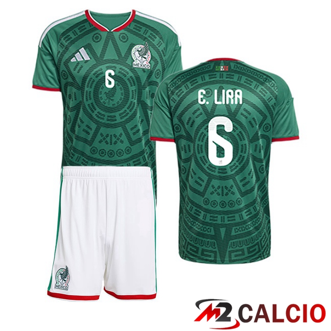Maglie Calcio Personalizzate,Tute Calcio Squadre,Maglia Nazionale Italiana Calcio | Maglie Calcio Messico (E. LIRA 6) Bambino Prima Verde 2026/2027