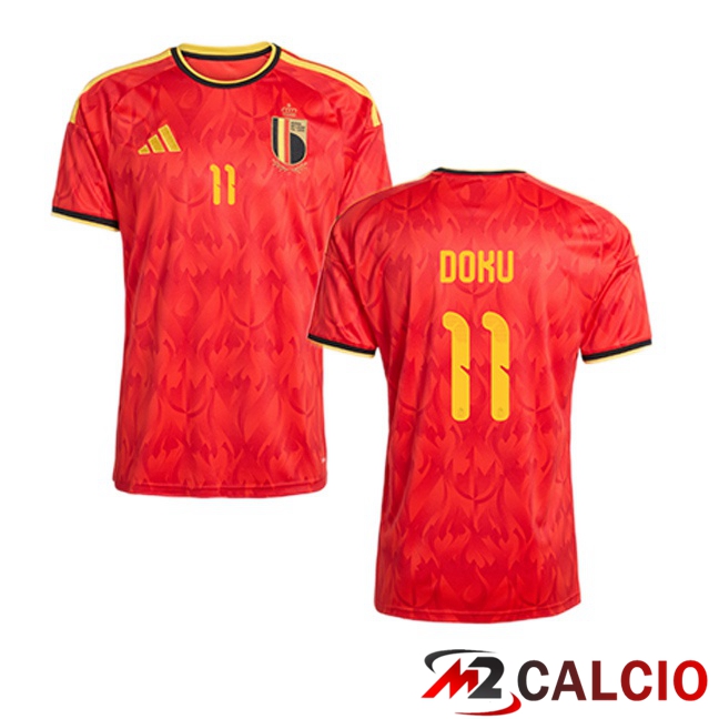 Maglie Calcio Personalizzate,Tute Calcio Squadre,Maglia Nazionale Italiana Calcio | Maglie Calcio Belgio (DOKU 11) Prima Rosso 2026/2027