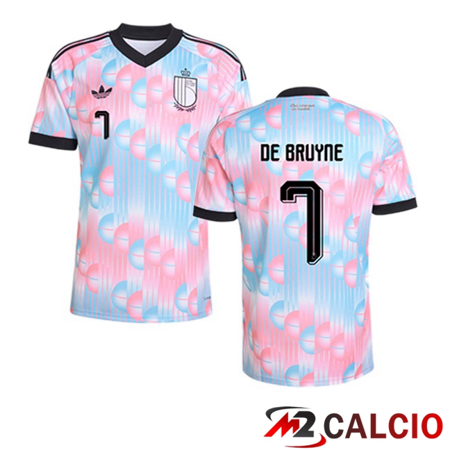 Maglie Calcio Personalizzate,Tute Calcio Squadre,Maglia Nazionale Italiana Calcio | Maglie Calcio Belgio (DE BRUYNE 7) Seconda Rosa Blu 2026/2027