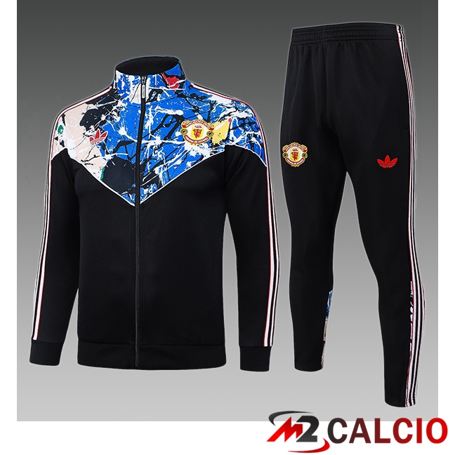 Maglie Calcio Personalizzate,Tute Calcio Squadre,Maglia Nazionale Italiana Calcio | Insieme Tuta Calcio - Giacca Manchester United Bambino Nero Blu 2026/2027
