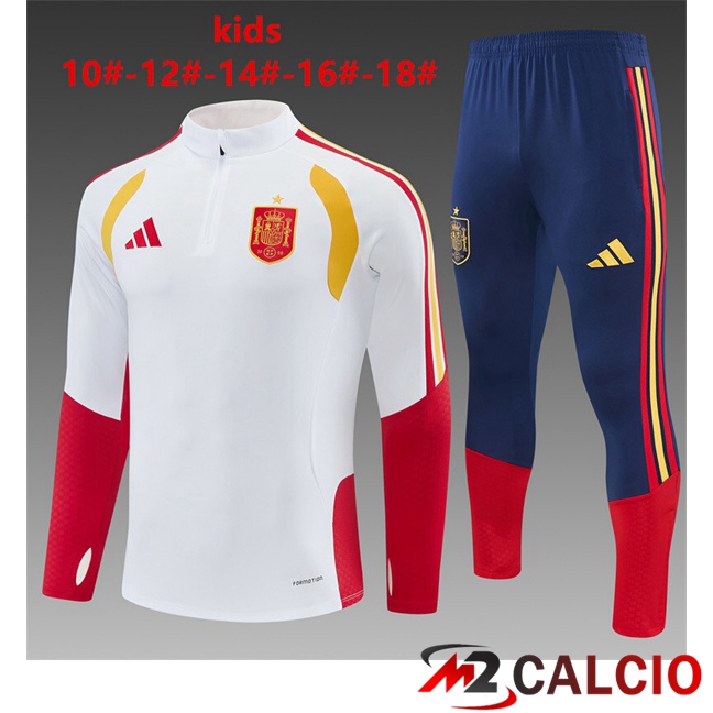 Maglie Calcio Personalizzate,Tute Calcio Squadre,Maglia Nazionale Italiana Calcio | Insieme Tuta Calcio Spagna Bambino Bianco 2026/2027