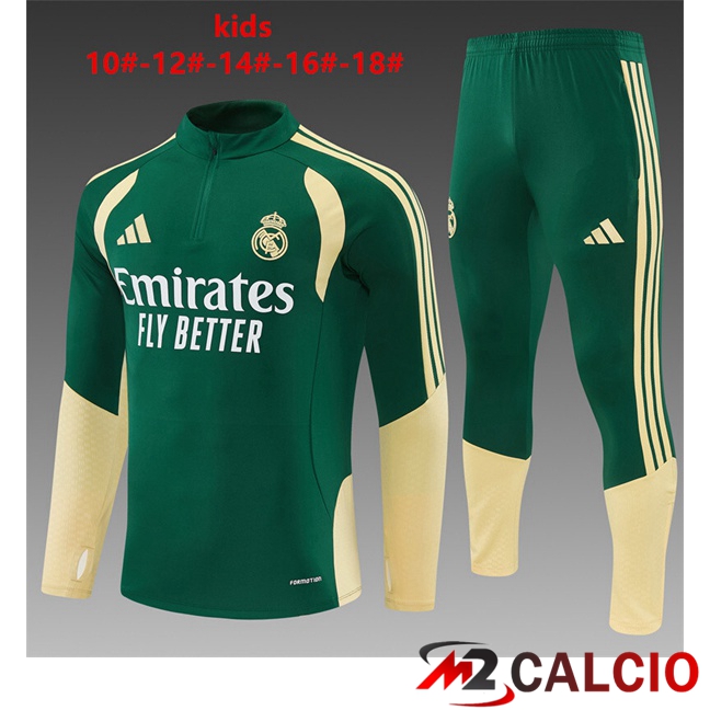 Maglie Calcio Personalizzate,Tute Calcio Squadre,Maglia Nazionale Italiana Calcio | Insieme Tuta Calcio Real Madrid Bambino Verde 2026/2027