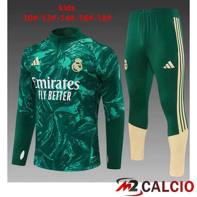 Maglie Calcio Personalizzate,Tute Calcio Squadre,Maglia Nazionale Italiana Calcio | Insieme Tuta Calcio Real Madrid Bambino Verde 2026/2027