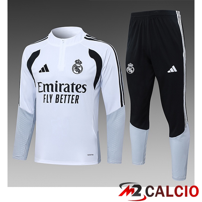 Maglie Calcio Personalizzate,Tute Calcio Squadre,Maglia Nazionale Italiana Calcio | Insieme Tuta Calcio Real Madrid Bambino Bianco 2026/2027