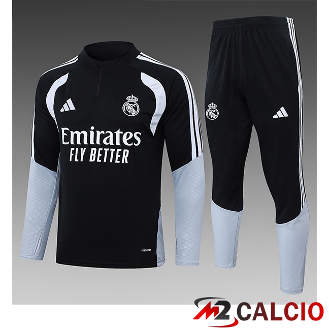 Maglie Calcio Personalizzate,Tute Calcio Squadre,Maglia Nazionale Italiana Calcio | Insieme Tuta Calcio Real Madrid Bambino Nero 2026/2027