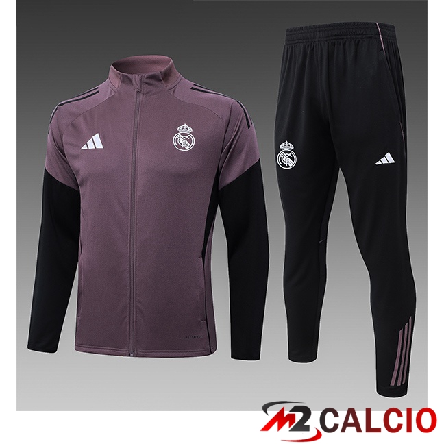 Maglie Calcio Personalizzate,Tute Calcio Squadre,Maglia Nazionale Italiana Calcio | Insieme Tuta Calcio - Giacca Real Madrid Bambino Viola 2026/2027