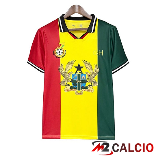 Maglie Calcio Personalizzate,Tute Calcio Squadre,Maglia Nazionale Italiana Calcio | Maglie Calcio Ghana Special Edition Giallo/Verde/Rosso 2026/2027