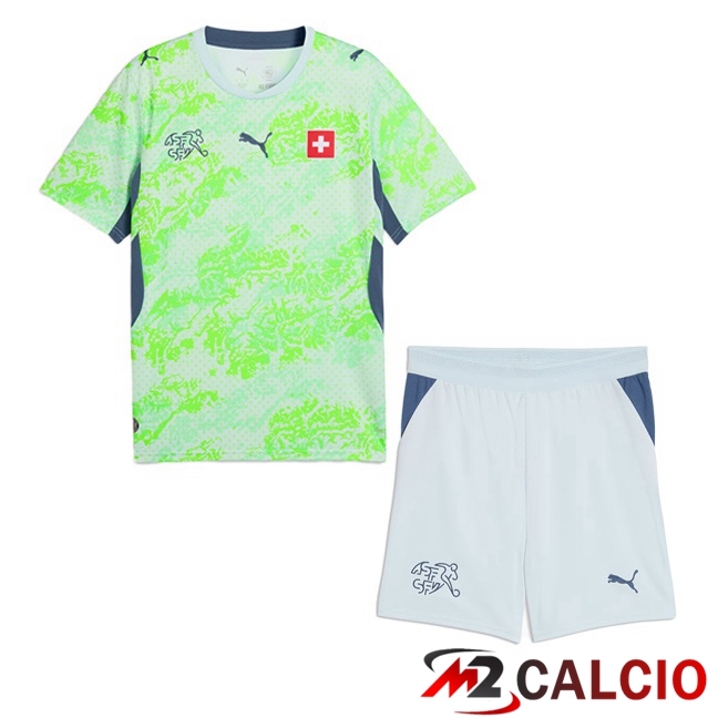 Maglie Calcio Personalizzate,Tute Calcio Squadre,Maglia Nazionale Italiana Calcio | Maglie Calcio Svizzero Bambino Seconda Verde 2026/2027