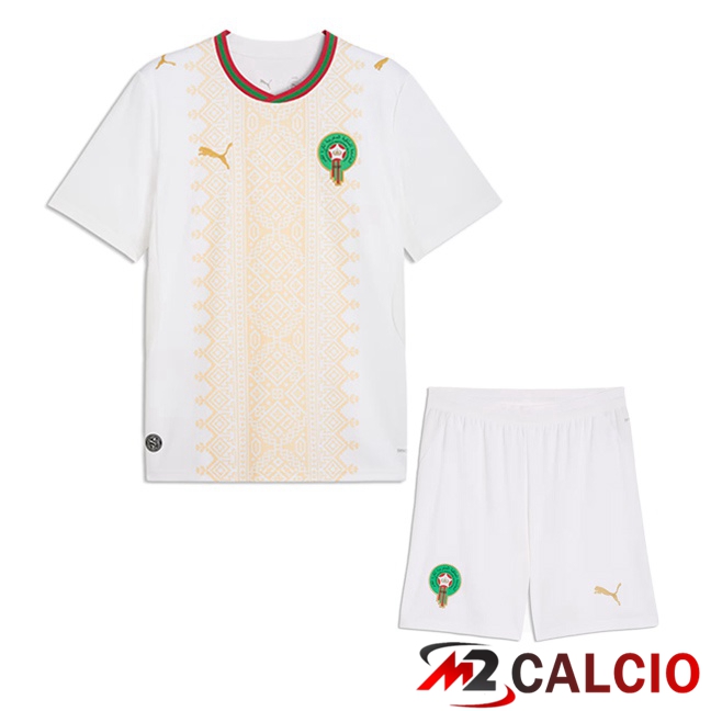 Maglie Calcio Personalizzate,Tute Calcio Squadre,Maglia Nazionale Italiana Calcio | Maglie Calcio Marocco Bambino Seconda Bianco 2026/2027