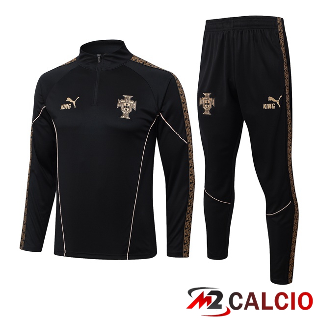 Maglie Calcio Personalizzate,Tute Calcio Squadre,Maglia Nazionale Italiana Calcio | Insieme Tuta Calcio Portogallo Nero 2026/2027