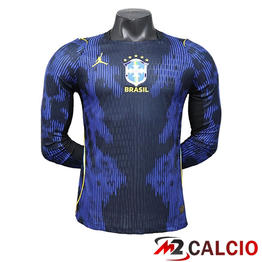 Maglie Calcio Personalizzate,Tute Calcio Squadre,Maglia Nazionale Italiana Calcio | Maglie Calcio Brasile Seconda Manica Lunga Coppa Del Mondo 2026