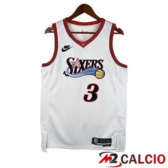 Maglie Calcio Personalizzate,Tute Calcio Squadre,Maglia Nazionale Italiana Calcio | Maglia Philadelphia 76ers (IVERSON #3) Bianco 2026 2027