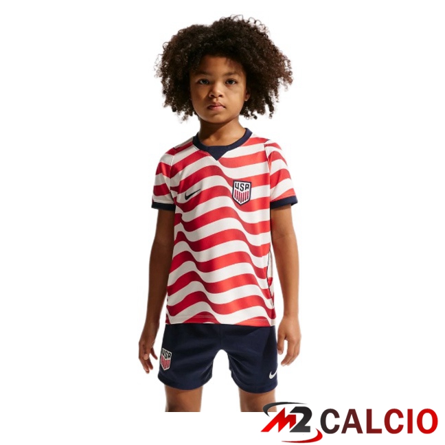 Maglie Calcio Personalizzate,Tute Calcio Squadre,Maglia Nazionale Italiana Calcio | Maglie Calcio USA Bambino Prima Rosso Bianco 2026/2027