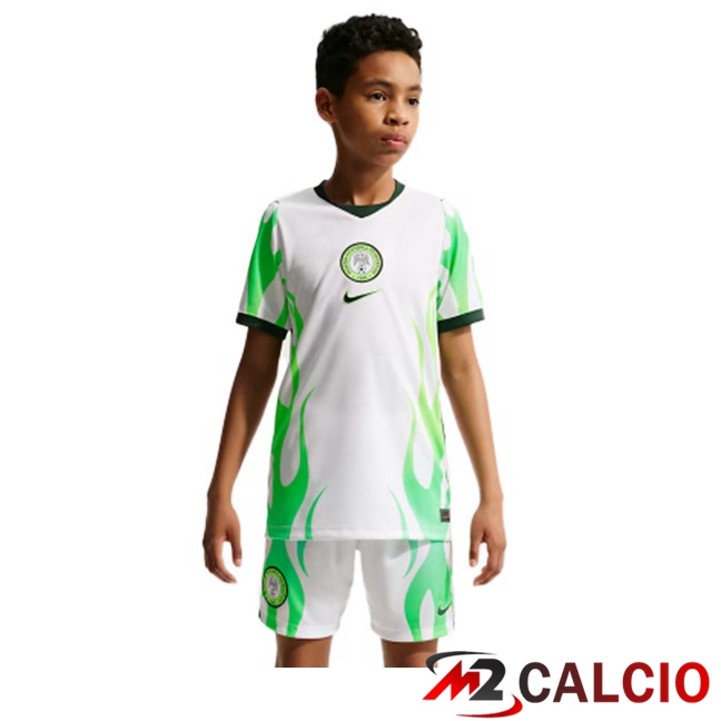Maglie Calcio Personalizzate,Tute Calcio Squadre,Maglia Nazionale Italiana Calcio | Maglie Calcio Nigeria Bambino Seconda Bianco 2026/2027