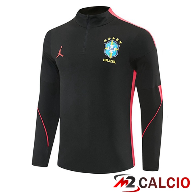 Maglie Calcio Personalizzate,Tute Calcio Squadre,Maglia Nazionale Italiana Calcio | Felpa Allenamento Brasile Nero Rosso 2026/2027