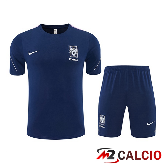 Maglie Calcio Personalizzate,Tute Calcio Squadre,Maglia Nazionale Italiana Calcio | Insieme T Shirt Allenamento Corea + Pantaloncini Blu Reale 2026/2027